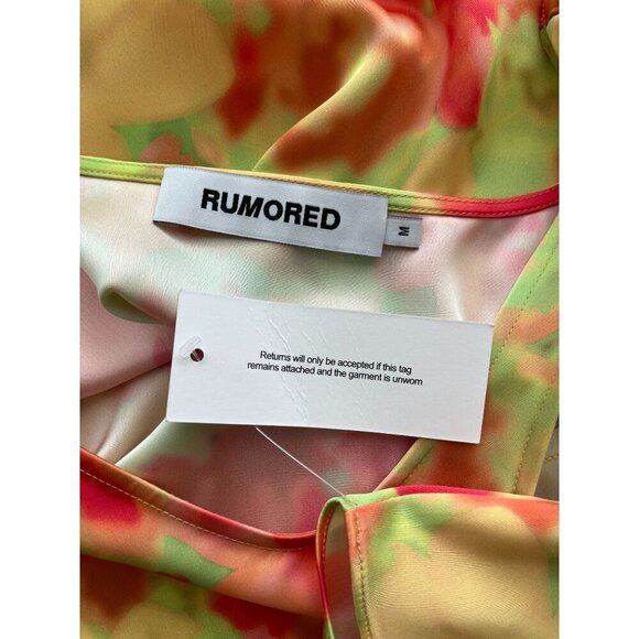 Rumored Monaco Revolve Satin Floral Mini Slip Dress NWT Size M - Picture 6 of 9